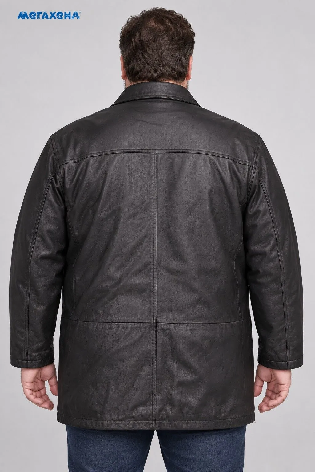 Чёрная кожаная куртка Rover & Lakes на пуговицах, размер 52 (L/XL)